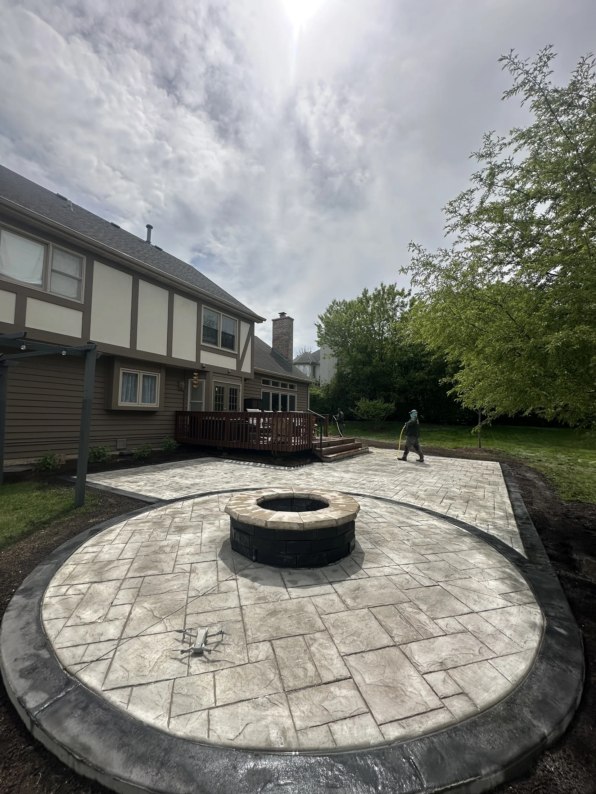 paver patio fire pit installation